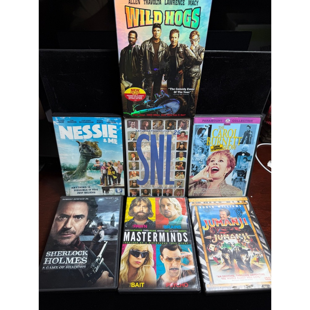 DVD Lot of 7 Jumanji Sherlock Holmes Wild‎ Hogs SNL Masterminds Carol Burnett